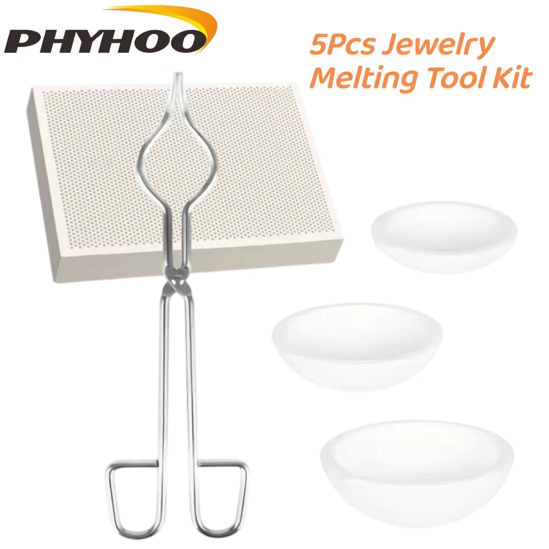 PHYHOO Jewelry Making Welding Melting Casting Kit Insulating Fire Brick Crucible Tong  Alumina Crucible Quartz Melting Crucible
