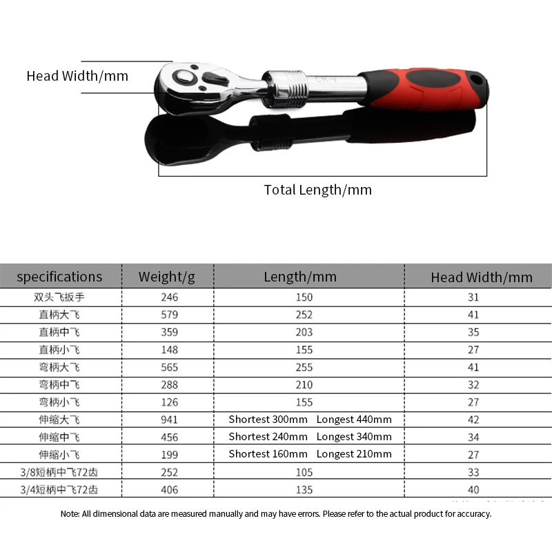 Chave de catraca 1/4 "3/8" 1/2 "unidade flexível 72/24 dentes extensível telescópica chave de soquete allen comprimento ferramentas manuais