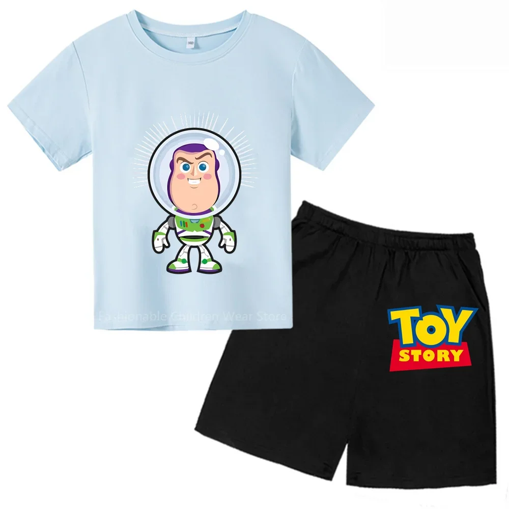 2024 New Arrival - Disney Toy Story Shortsleeve Tshirt Plus Shorts For Kids, Cute Anime Print, Summer Cotton Fashion