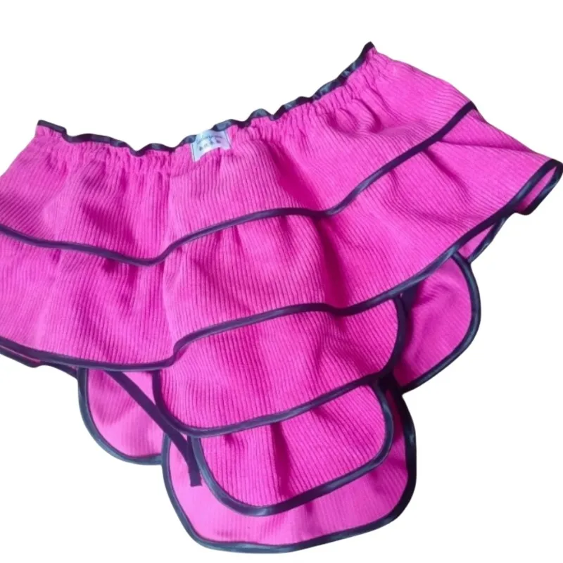 

Men's Sexy Briefs Corduroy Ruffled Massage Women's High Waist Underwear Layered Wrapped Edge Panties Nightclub Live Dance Show