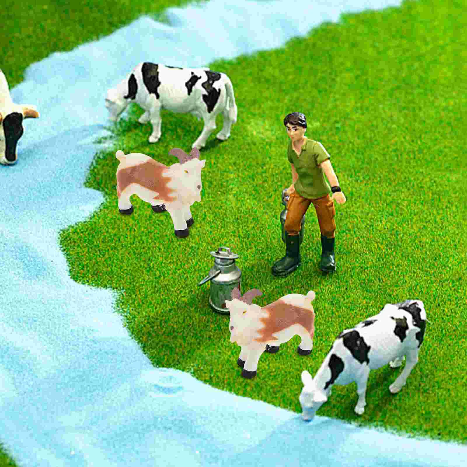 6 Pcs Simulated Aries Model Mini Farm Animals Toys Accessories Mountain Goats Sheep Figurines Figures Resin Puppet