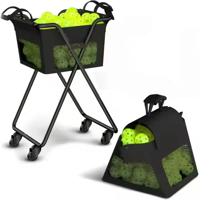 Portable Foldable Ball Pickup Storage Cart Tennis Pickleball Baseball Ball Collector Coach Hopper Holds 140 Pickleballs