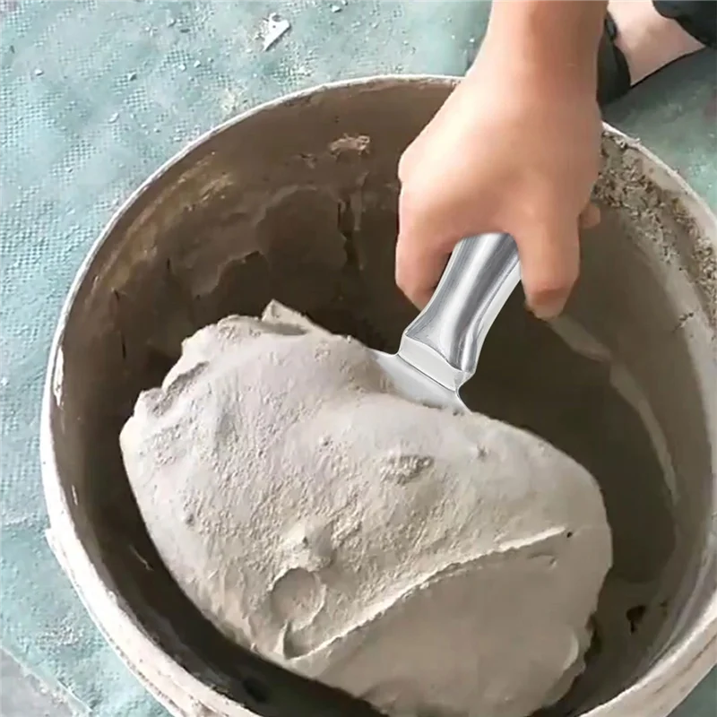 لحم الخنزير-للمسة نهائية للحوائط الجافة دلو من الفولاذ المقاوم للصدأ مغرفة على شكل قوس مجرفة سكينة معجون مكشطة للجدران الجافة وأداة الجص