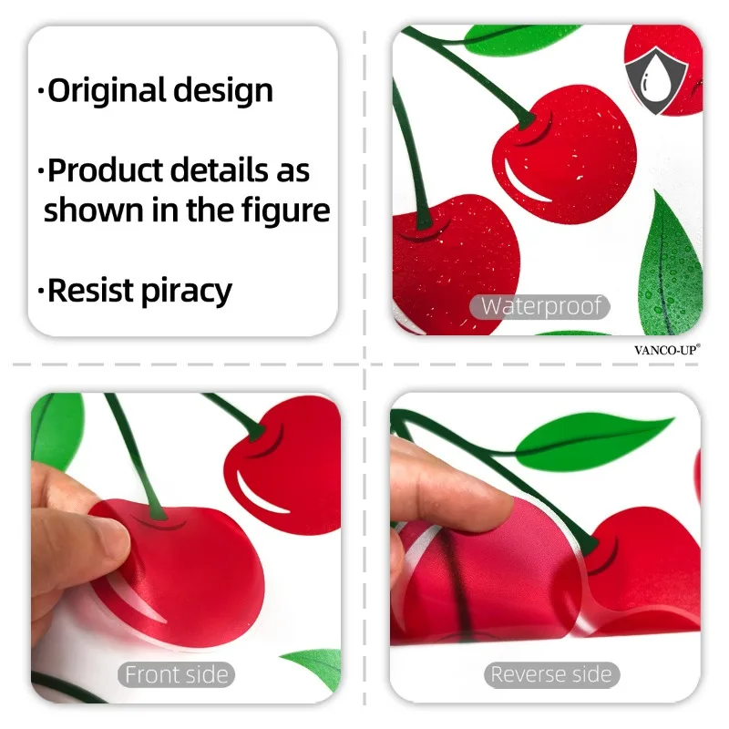 Red Cherry Wall Stickers For Kids Room Decor Living Room Cherry Fruit Mural Decals Bohemian Cherries Green Leaf Window Wallpaper view 6