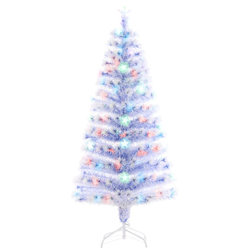 5ft Tall Pre-Lit Douglas Fir Artificial Christmas Tree with Realistic Branches, Multi-Color LED Lights, Fiber Optics and 180 Tip