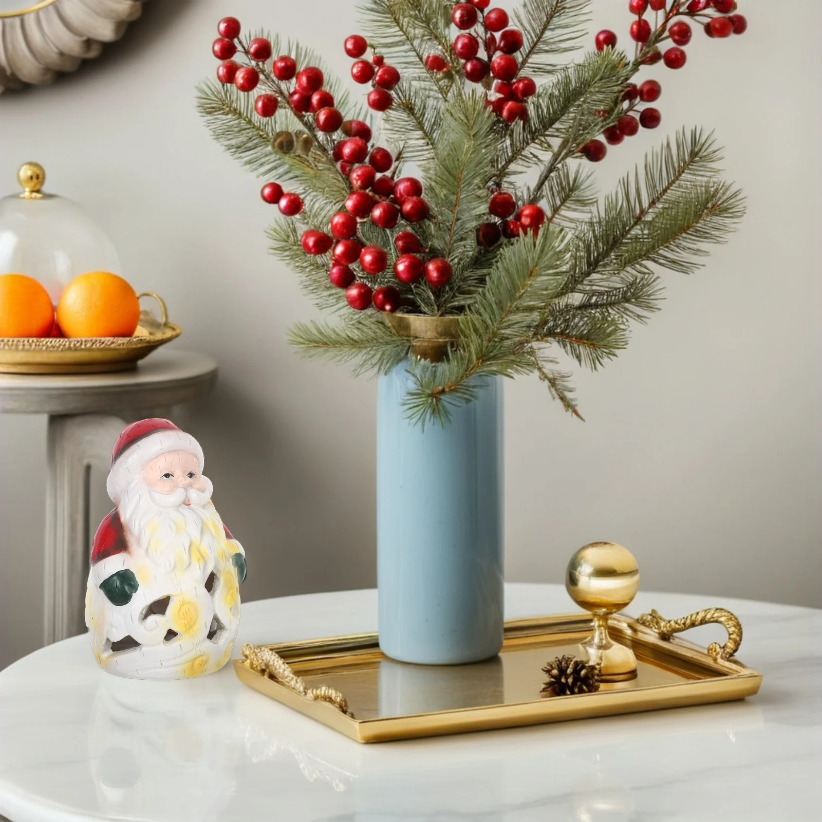 

Christmas Decoration Night Lights Festive Santa Statue Dining Table Mantle Resin Xmas Shelf Holiday Ornament