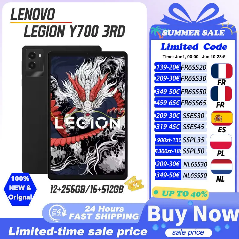 Version CN Lenovo Y700 légion 3rd Snapdragon8 Gen3 Android 8.8 pouces 2560*1600165Hz 6550mAh Wifi TB321FU tablette de jeu 2025