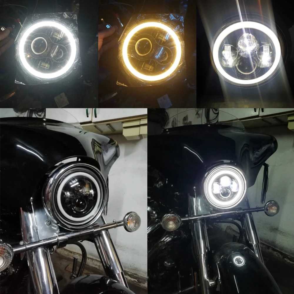 2 szt. Samochodowe 7 "reflektory Led Hi/Low H4 Halo kątowe do miejskiego Harley BMW Jeep JK 4x4 Suzuki Samurai Jeep Wrangler Off Road — zdjęcie 6
