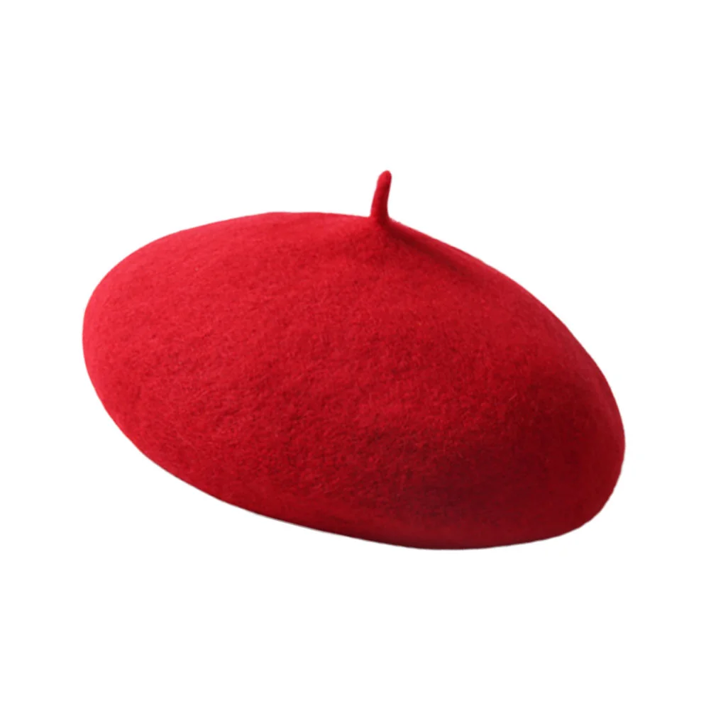 Children Warm Beret Baby Wool Hat Outdoor for Girl Autumn Kids - Size M (Red) Children Wool Beret