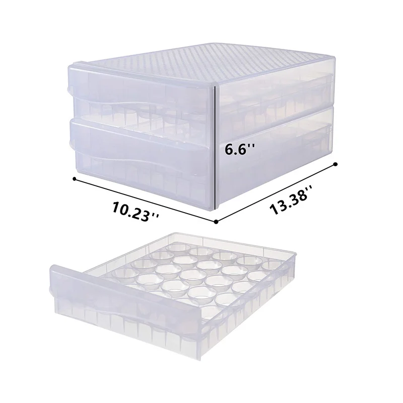 60 Grid Household Egg Storage Box Drawer-Type Refrigerator Storage Box Plastic Transparent Dumpling Box Double Layer Egg Tray