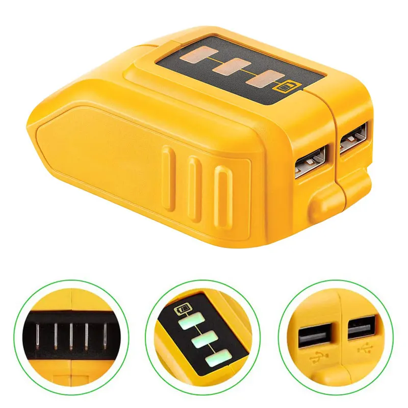 

Dual USB Converter Charger DCB090 USB Device Charging Adapter Power Supply for Dewalt 14.4V 18V 20V Li-ion Battery