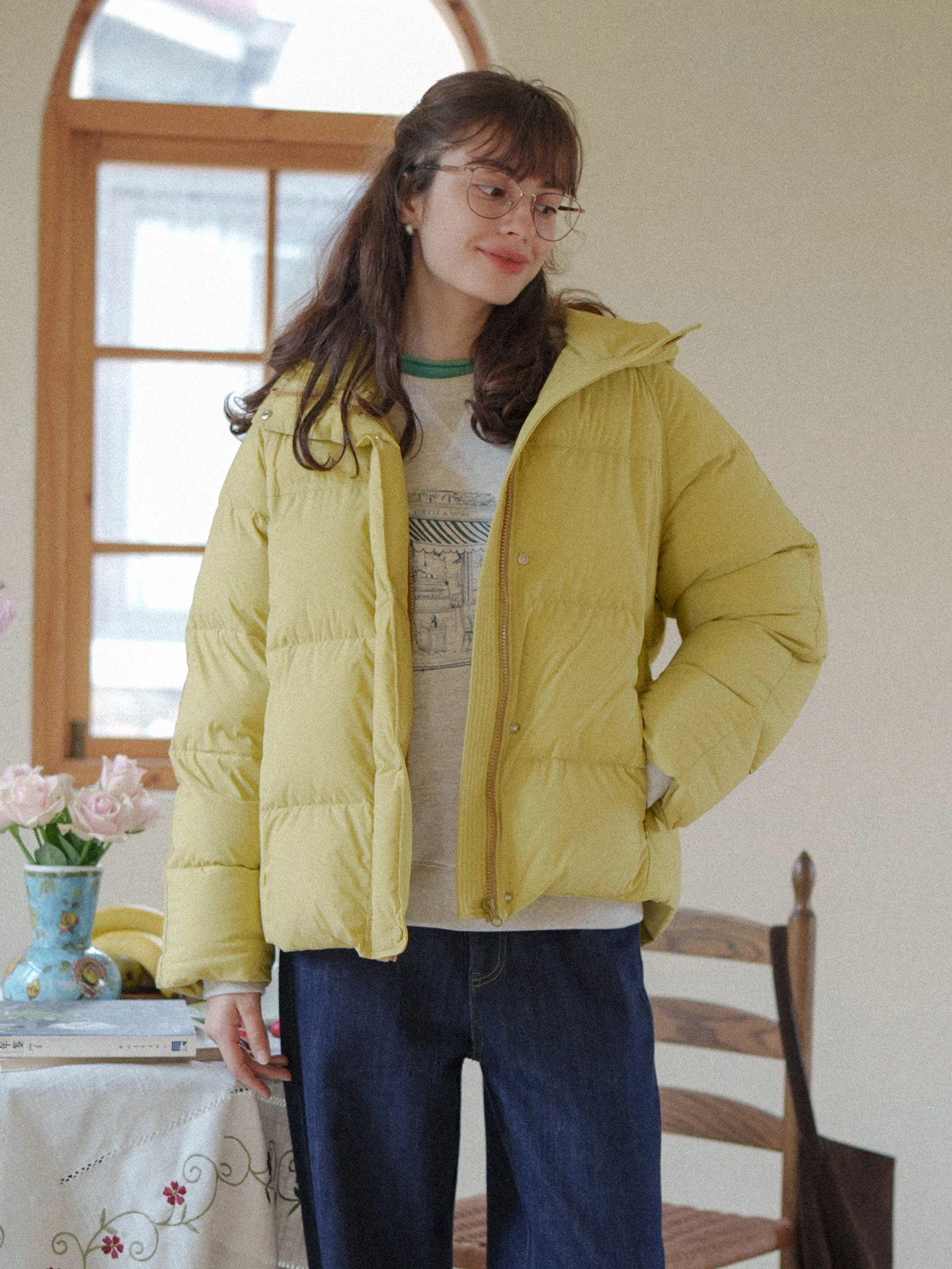 

Куртка-пуховик MARCHNOON с гусиным пухом, ветрозащитная, утепленная, с вставками на плечах, для коррекции фигуры, верхняя одежда