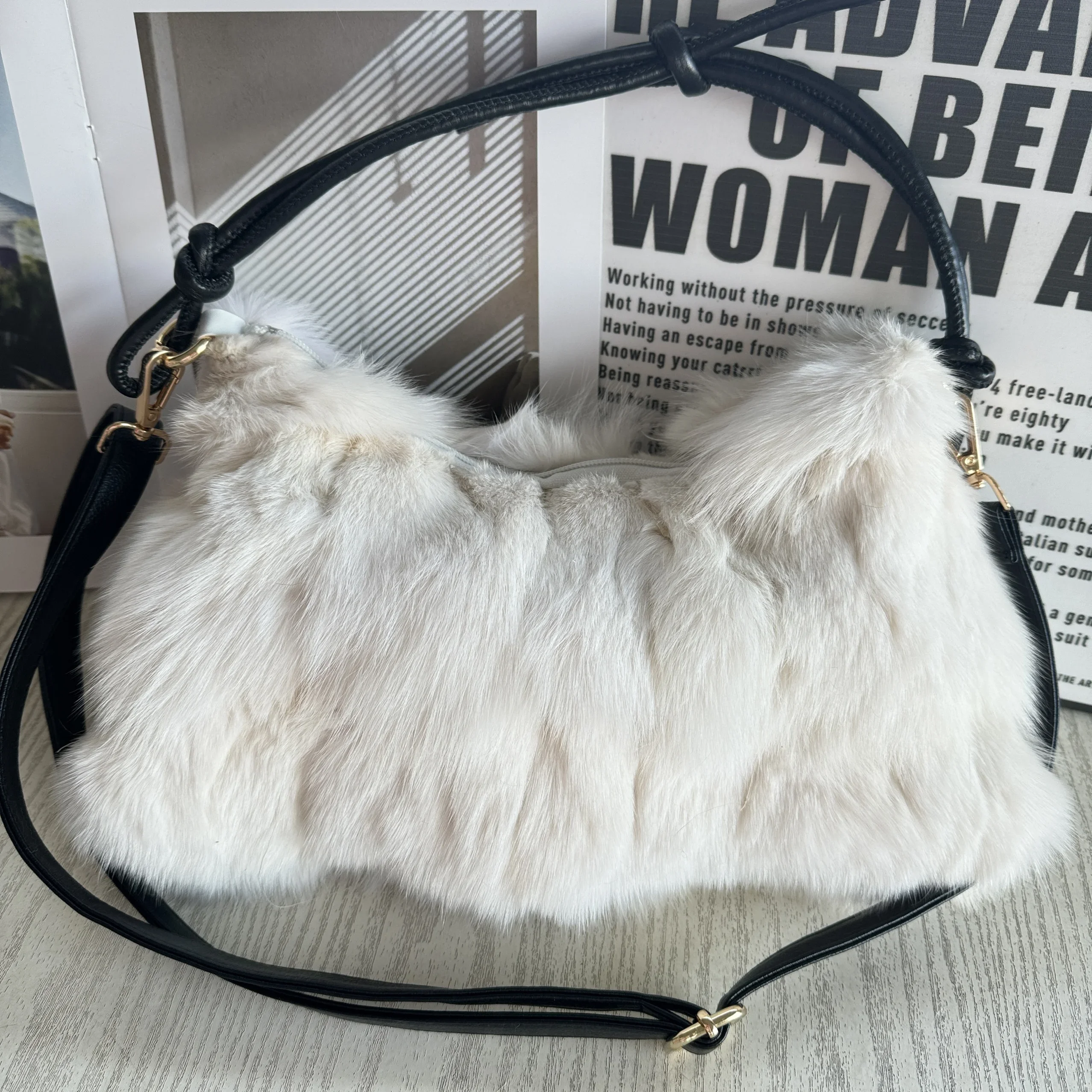 

Fox Fur Women's Bag Fashion Handbag Ladies Purses Women Shoulder Bag Real Fox Fur Messenger Bags