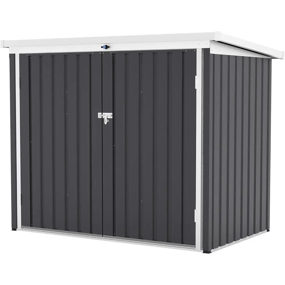

Outdoor Storage Shed, 80 Cu.t Outdoor Trash Can Storage Box with Lockable Door&Sloped Roonet with Multi-Use Rust Prevention Galv