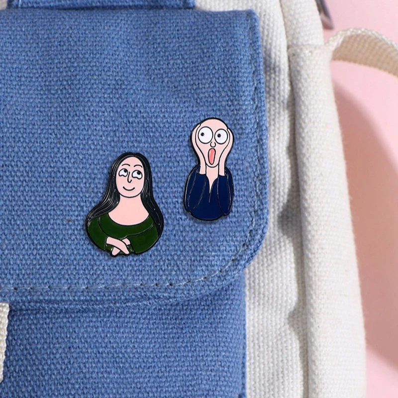 World Famous Painting Cartoon Design Enamel Brooches Unisex Commute Fashion Anime Metal Badges Pin DIY Clothing Bags Hat Scarf