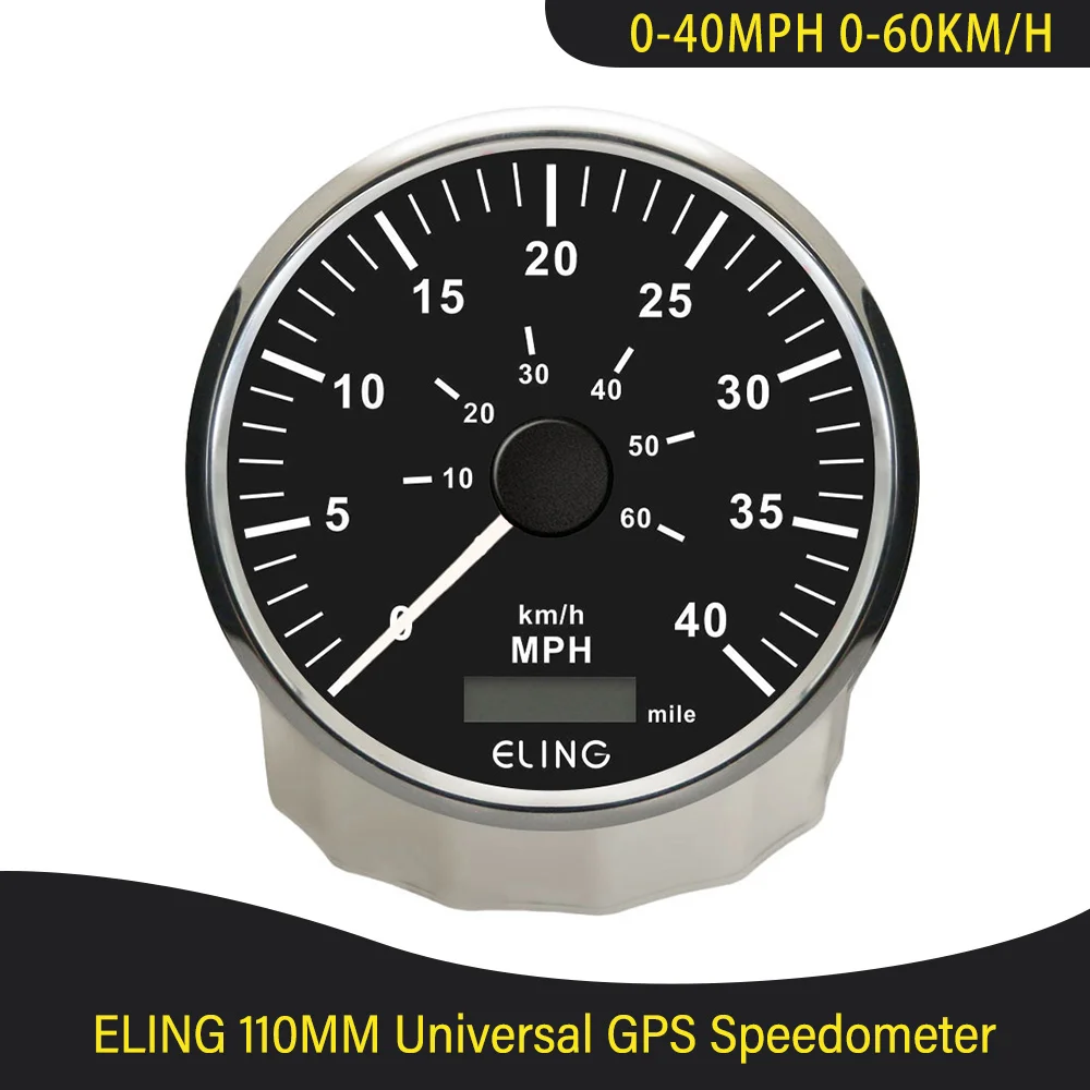 

ELING 110mm GPS Speedometer 0-40MPH 80MPH 160MPH Odometer with 0-999999miles Total Mileage with Backlight for Car Motorboat