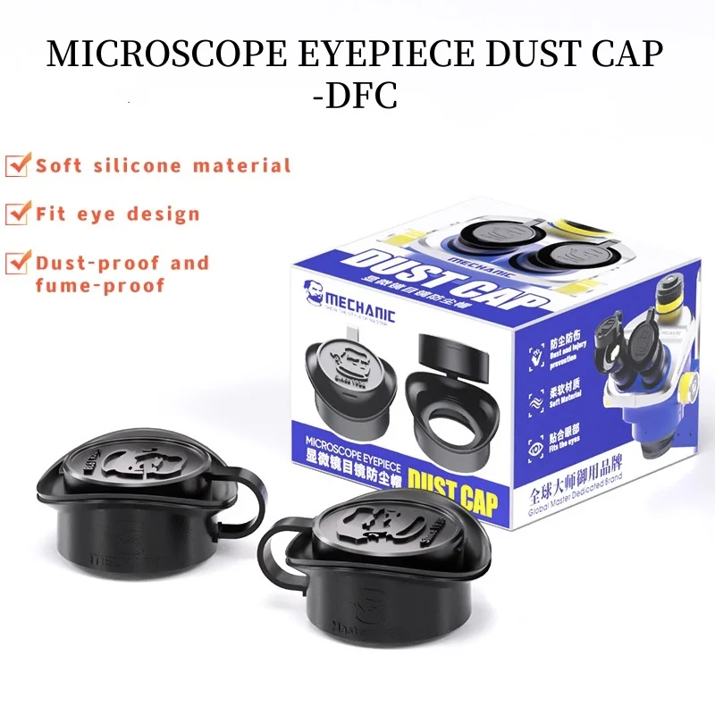 Máscara de ojos microscópica de silicona DFC mecánica, antipolvo/humo, diseño ergonómico para lentes oculares WF10X25, accesorio de herramienta de reparación de laboratorio