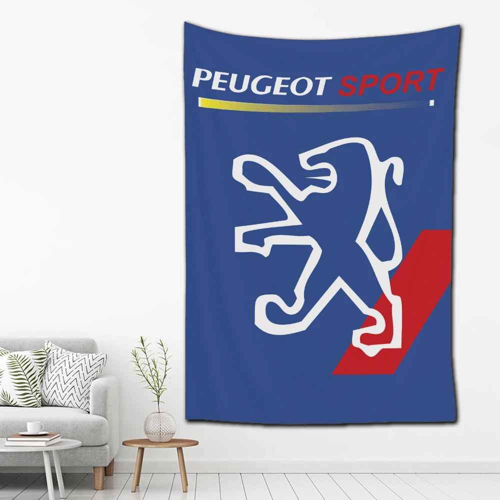 

2024 Sports Racing Peugeots Tapestry Decoration Flag Living Room Wall Hanging Bedroom Wall Carpets tapestries