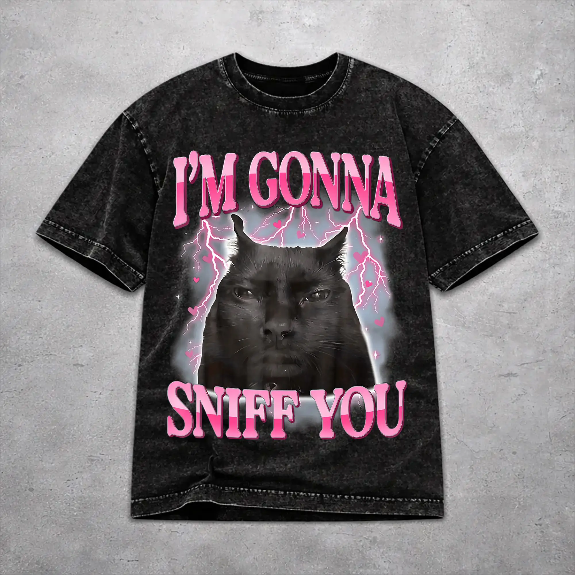 Fashion Women Men I'm Gonna Sniff You Funny Cat  Tee Shirt Washed Style  T Shirts Clothes
