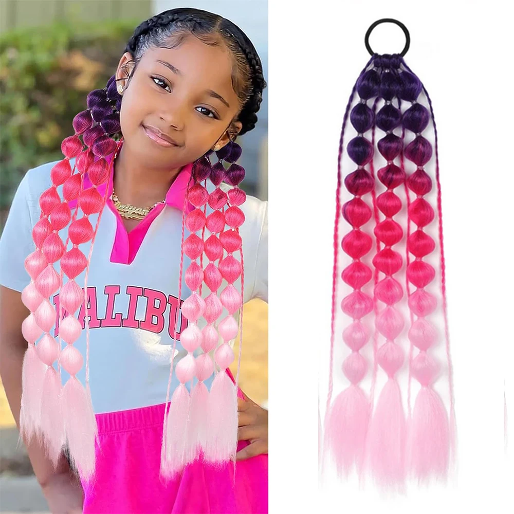 Synthetic Ponytail Extension Colorful Bubble Braid