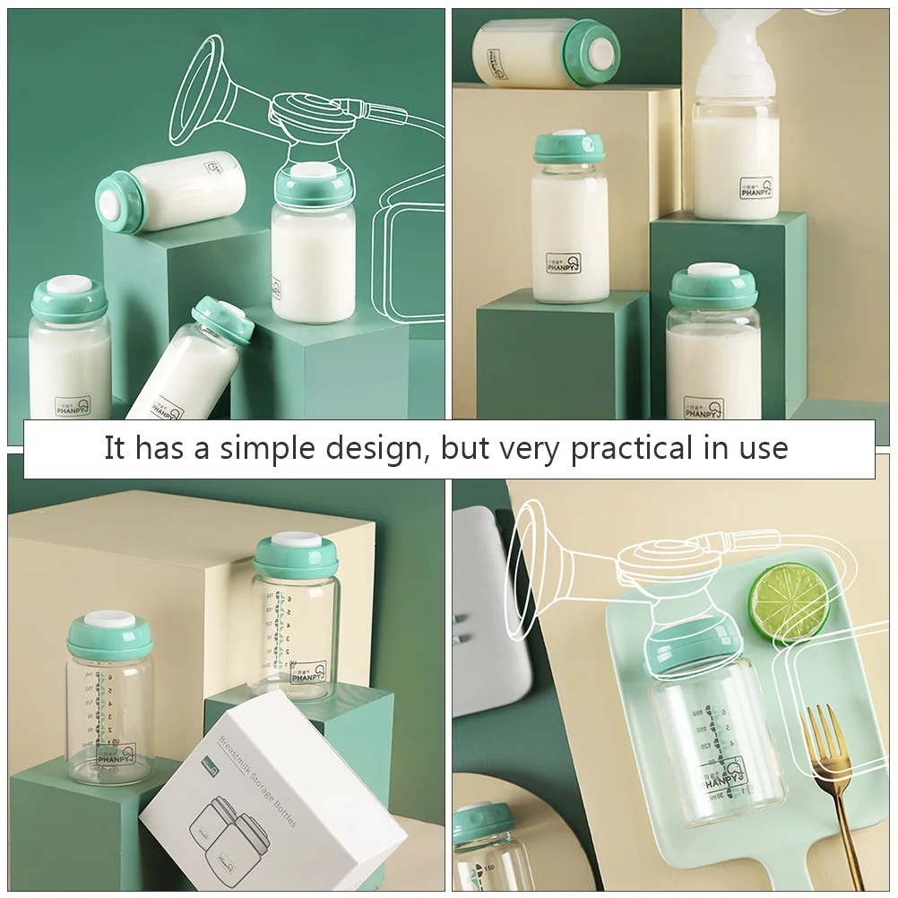 

2 Pcs Breast Milk Storage Bottle Nursing Feeding Baby Bottles Wide Size Feeder Glass Breastfeeding