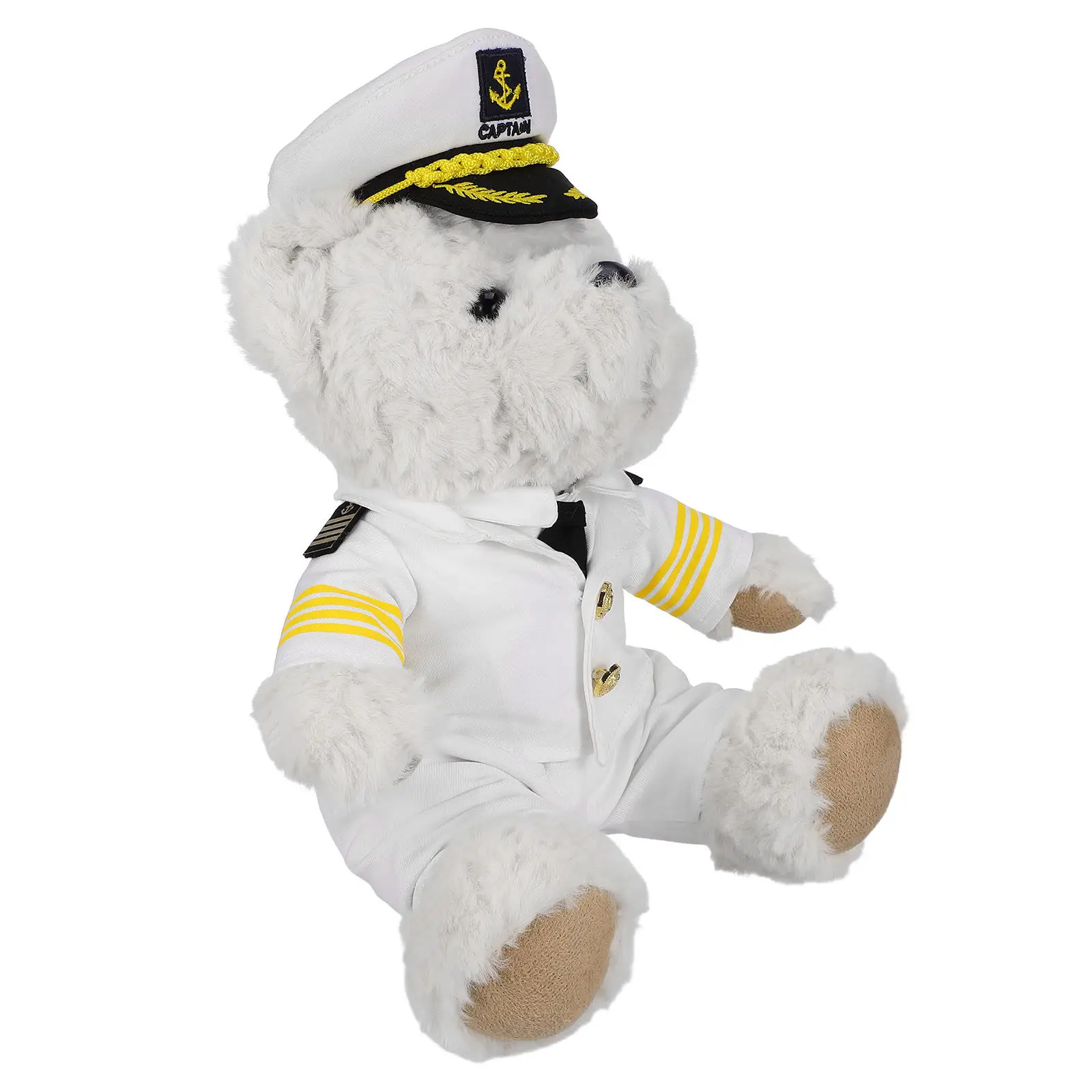 

Captain Bear Stuffed Animal Soft Cuddly Realistic Uniform Design Festive Party Decor Gift for Kids Adults Home Bedroom