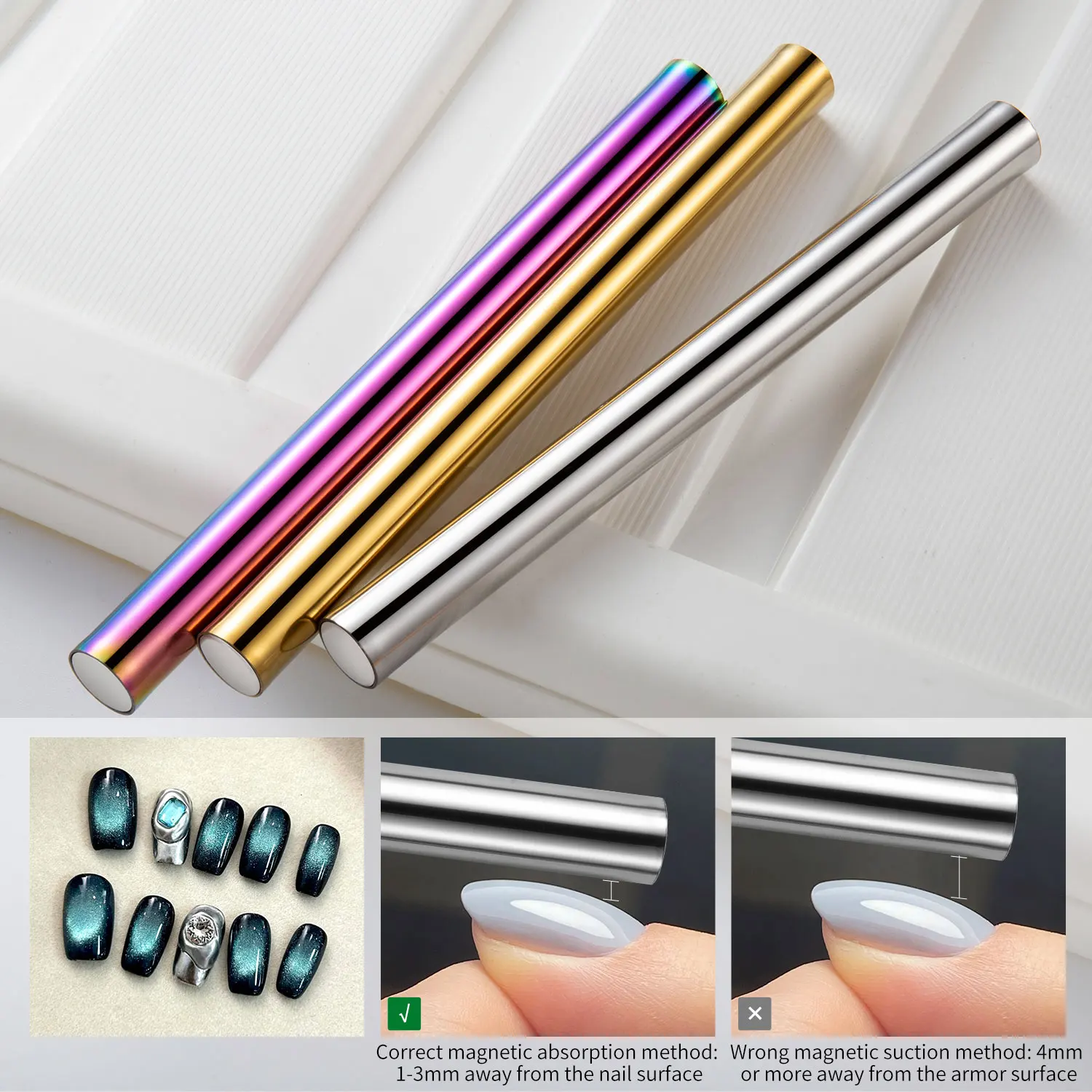 1PC Cat Eye Nail Magnetic Stick Cylindrical Magnet for Cat Eye UV Gel Polish Snowlight Glitter Effect Tools Manicure Design Tool