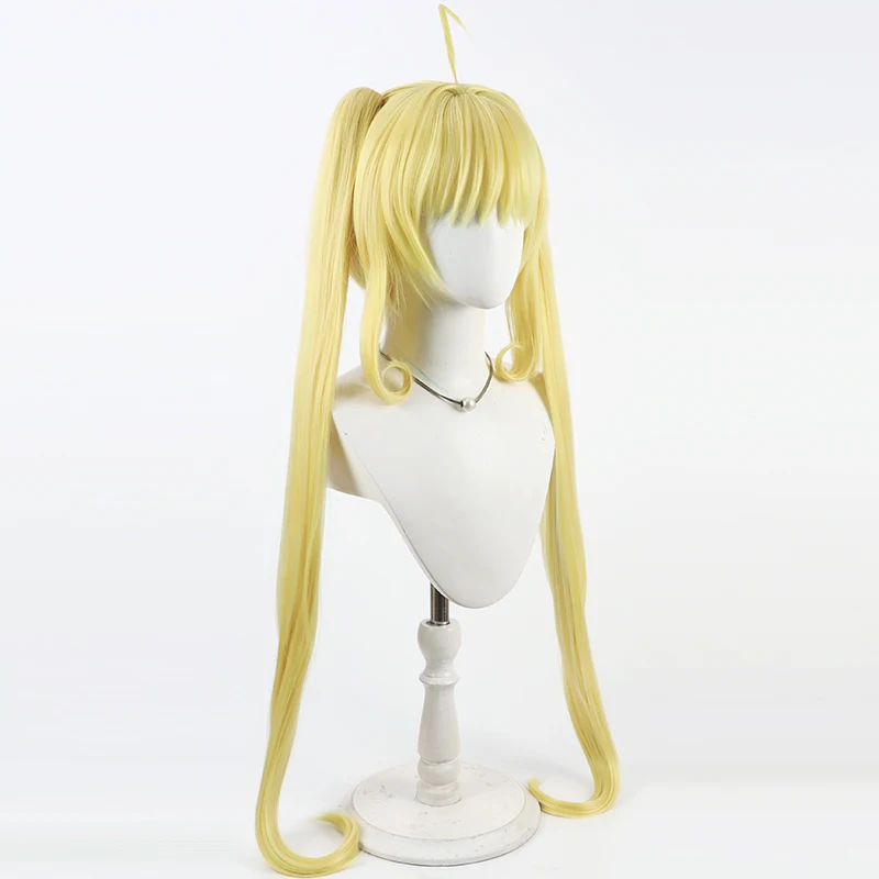 Anime Lucia Nanami Cosplay Wig Golden Blonde Twin Tail Curly HairFor Comicon Party Adult Women Men