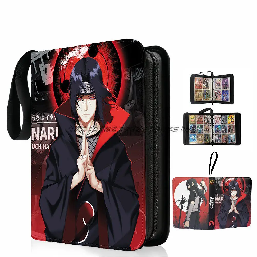 NARUTO Cards Binder 4/9 Pocket Trading Card Holder Collector Anime Card Album with 50 Inner Pages Zipper Holder Up To 900 Cards