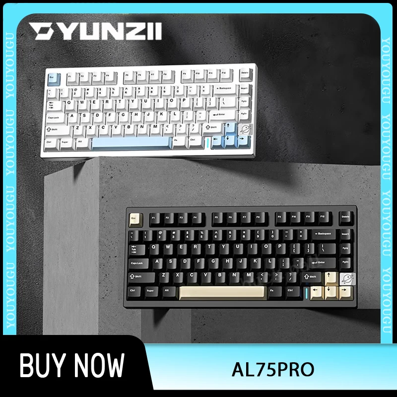 YUNZII AL75pro Mechanical Keyboard  Aluminum Alloy 3 Mode Wireless Gaming KeyboardHot Swap KEYNOUO AL75 Pro Keyboard Customized