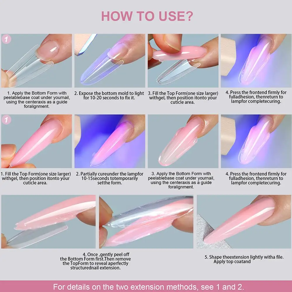 256Pcs Full Cover Nail Extension Forms, Dual Form Nail Tips, Quick Gel Nail Building System image 5