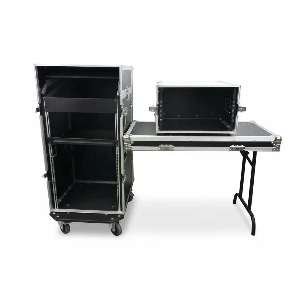 

14U Flight Case, 20 Inch Depth DJ Rack Case with 11U Slant Mixer Top, Aluminum Road ATA Case, Rolling PA Rack and DJ Work Table
