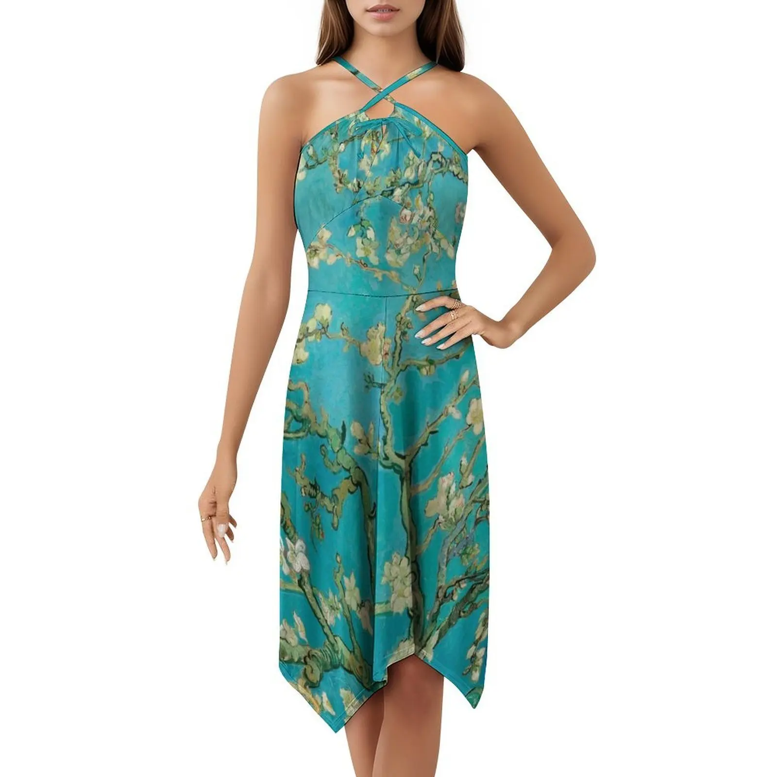 

Van Gogh " Almond Blossom " 1890 Korean Style Casual Dress For Women Simple Daily Office Lady Dresses Van Gogh Almond Blossom