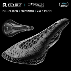 RYET Ultra Full Carbon 3D Printed Bike Saddle 205g 145mm for Man Women Triathlon Road MTB Mountain Gravel Cycling Acessories