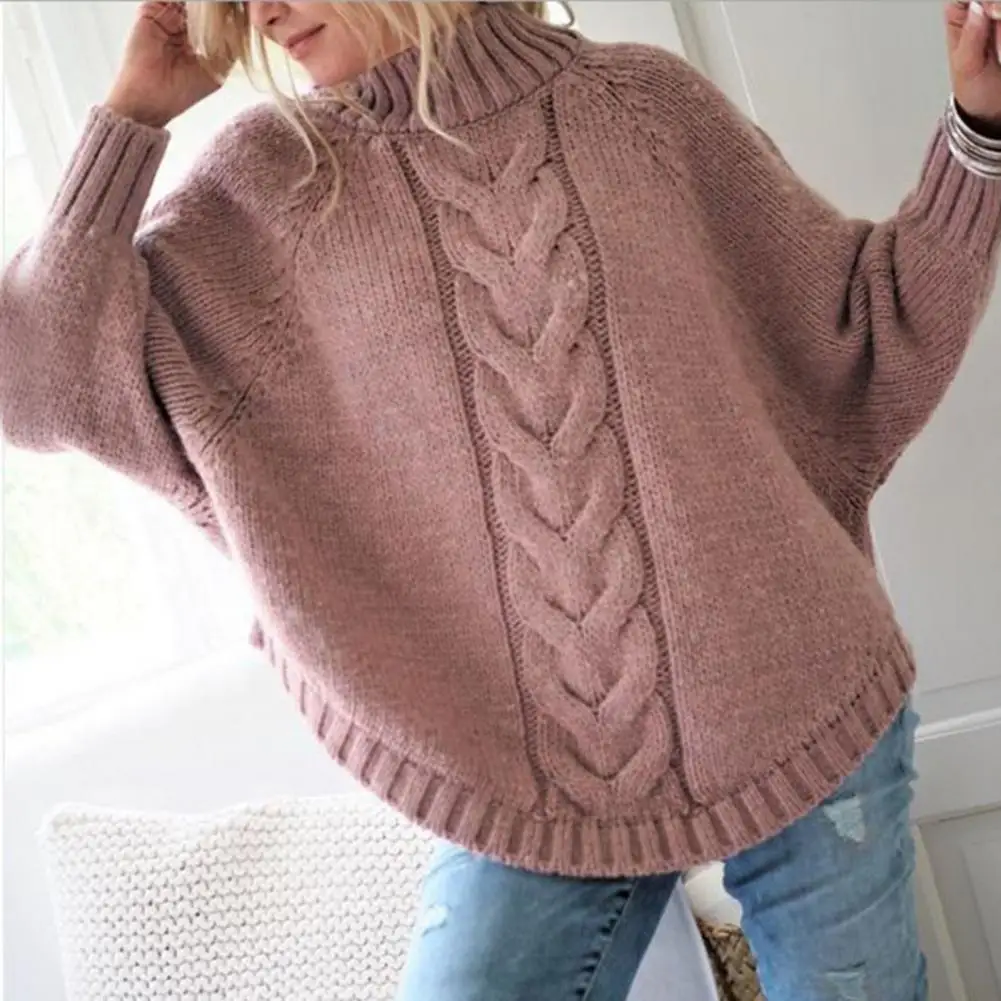 

Women Sweater Cozy Winter Sweater Thick Knit Turtleneck Neck Protection Dolman Sleeve Pullover for Women Stay Warm Stylish Warm