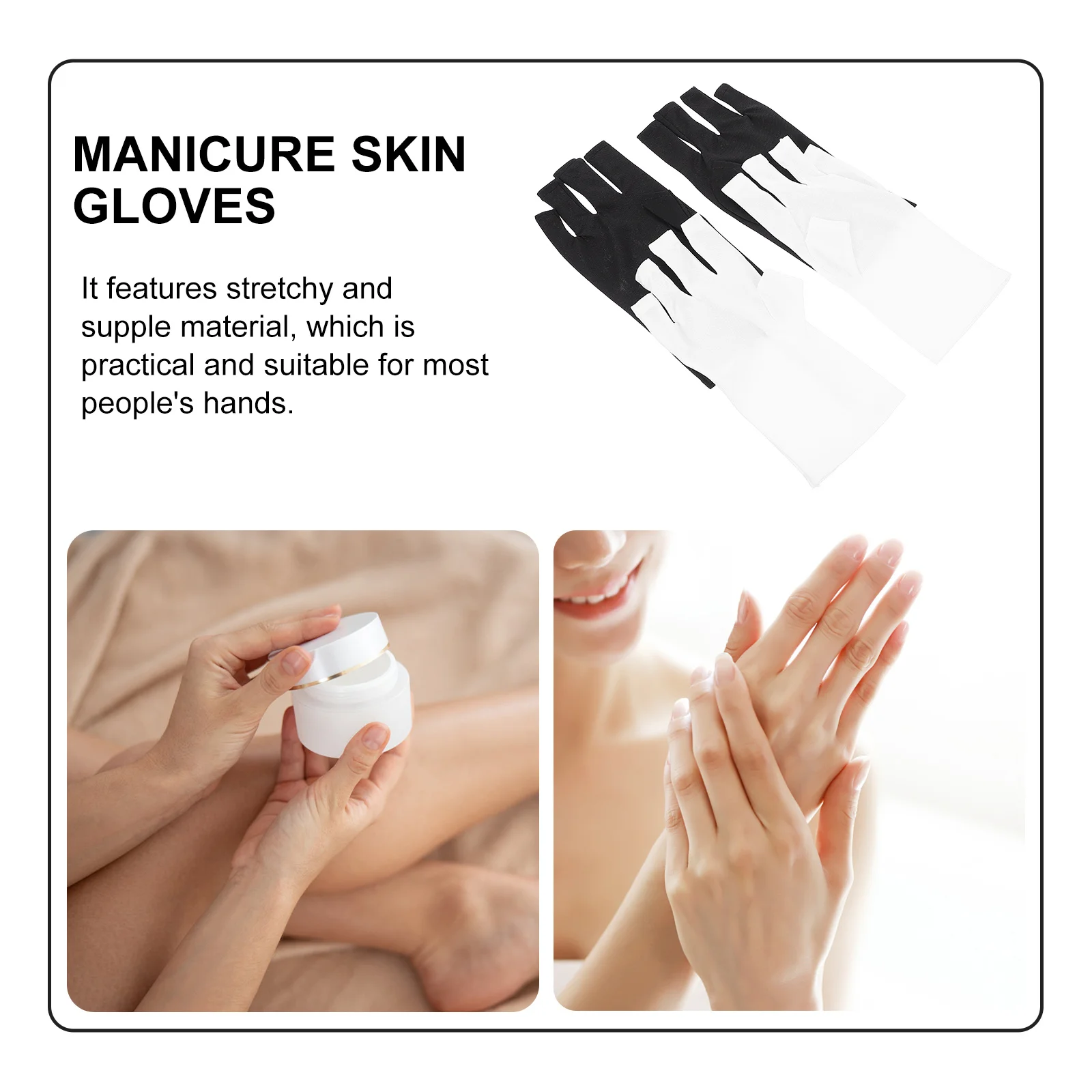 

2Pairs Sun Protection Hand Mitts Uv Resistant Stretchy Fingerless Gloves for Manicure Nail Art Curing Protection