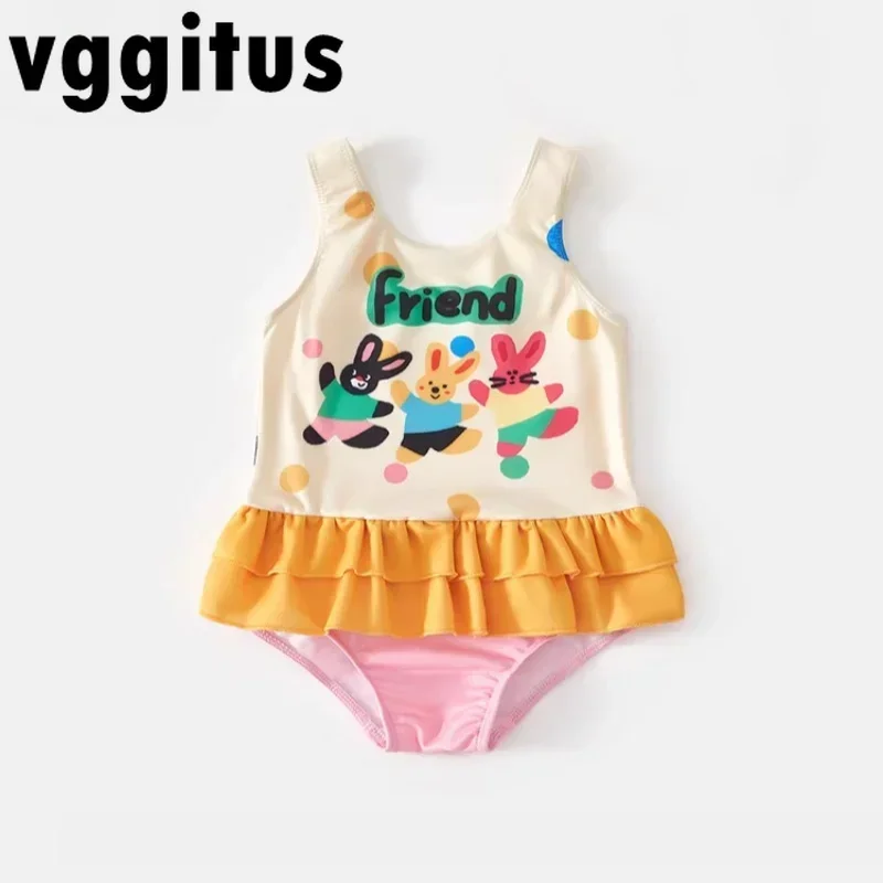 Summer Kids Girl Swimwear Toddlers Fashion Sleeveless Cartoon Sling Swimsuit Children Beach Cute Wear Kid Swimming Suit H9653