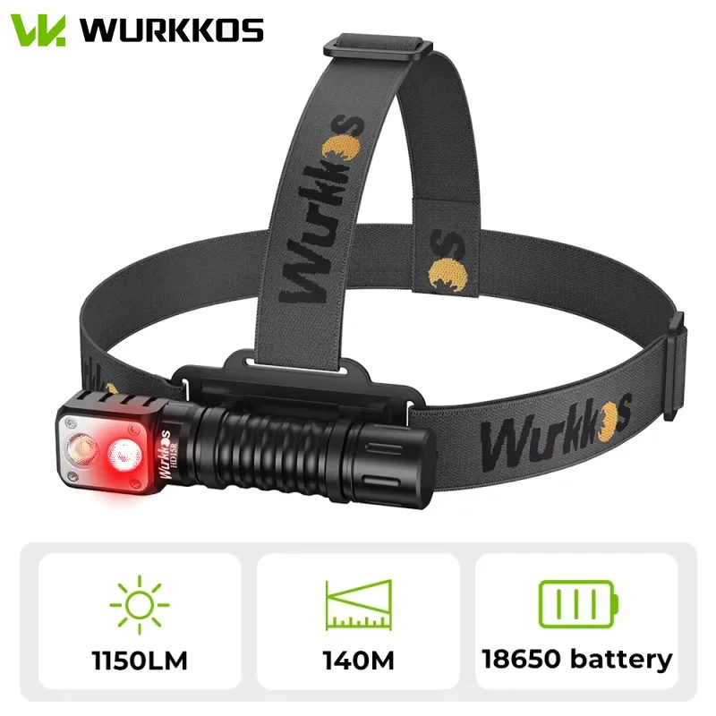

Wurkkos HD15R 18650 Двойной светодиодный налобный фонарь с красным прожектором Перезаряжаемый фонарик 2000 лм с магнитным хвостом Кемпинговые фонари