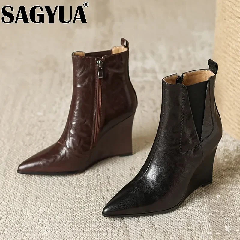 Sexy punta a punta donna tacchi alti scarpe moda zeppe stivaletti 2025 tendenza nuovo vestito da partito elegante vendita calda Zapatos De Mujer