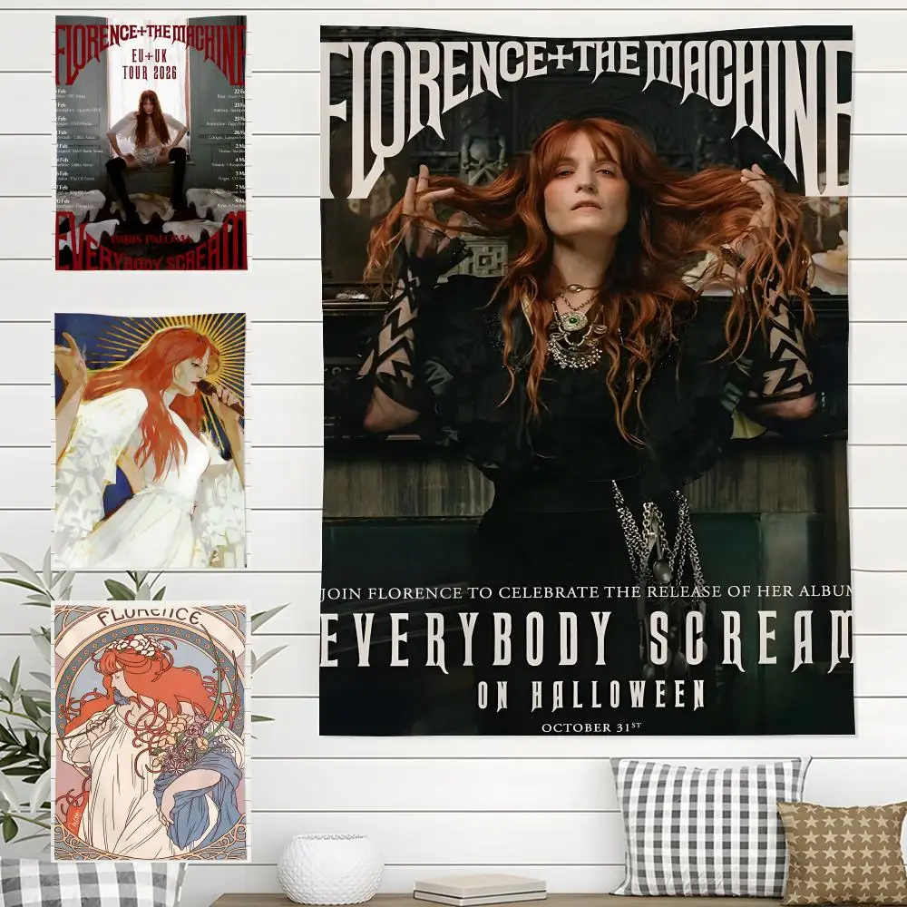 Band F-florence And The Machine Wandteppich für den Innen- und Außenbereich, Wohnzimmer, Schlafzimmer, Terrasse, langlebig, vielseitig einsetzbar, für den Einsatz bei jedem Wetter