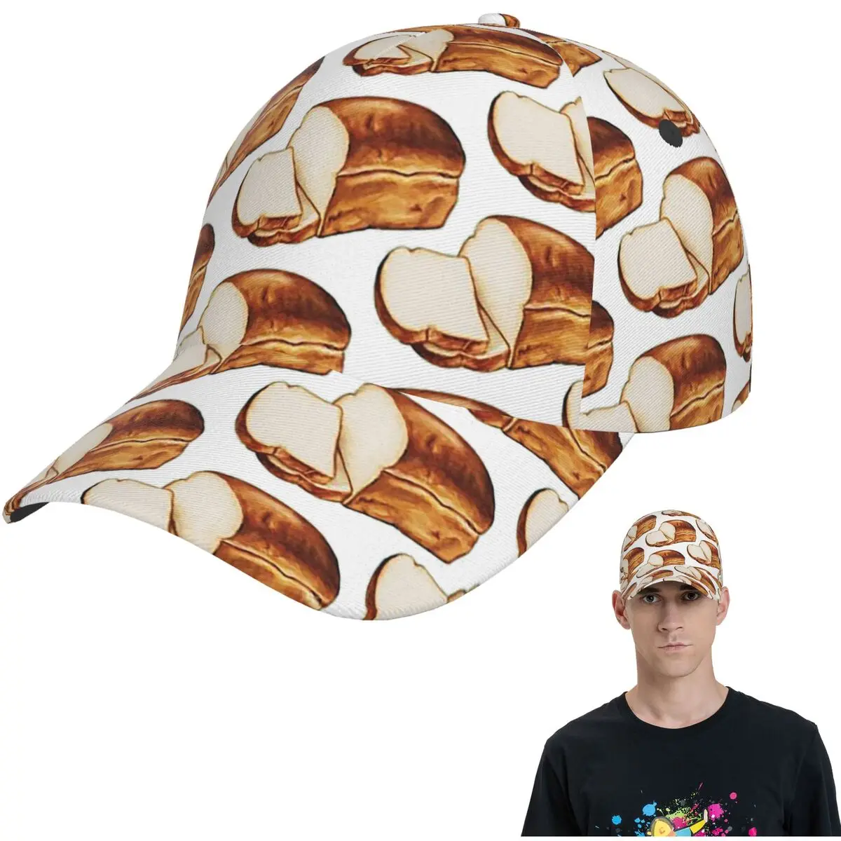 

Сетчатые бейсболки с рисунком хлеба, модные бейсболки Snapback, дышащие повседневные бейсболки, уличные мужские и женские кепки