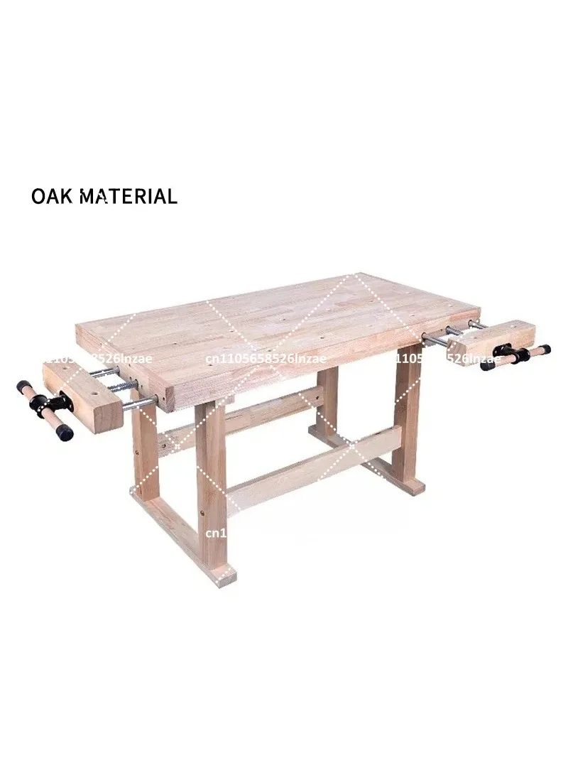 Solid Beech Wood Workbench for DIY Carpentry, Multifunctional Manual Craft Table with Clamp