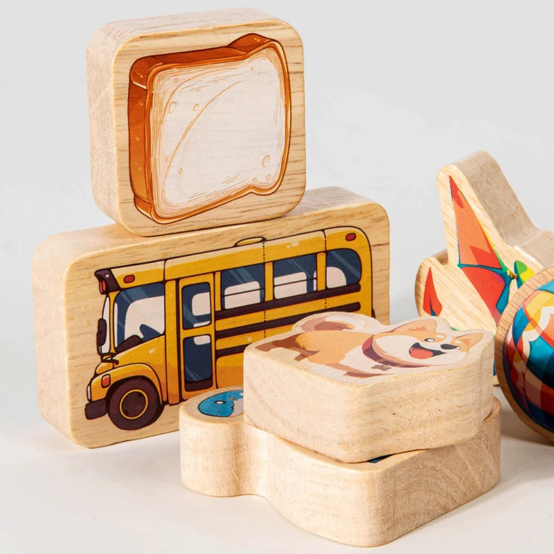 مكعبات بناء كبيرة تعمل باللمس على شكل ديناصور خشبي، ألعاب تعليمية للتدريب على شكل الأطفال