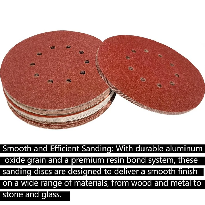 50Pack 9Inch 10Hole 40 Grit Hook-And-Loop Drywall Sandpaper - Aluminum Oxide Sanding Disc For 9Inch Drywall Sander