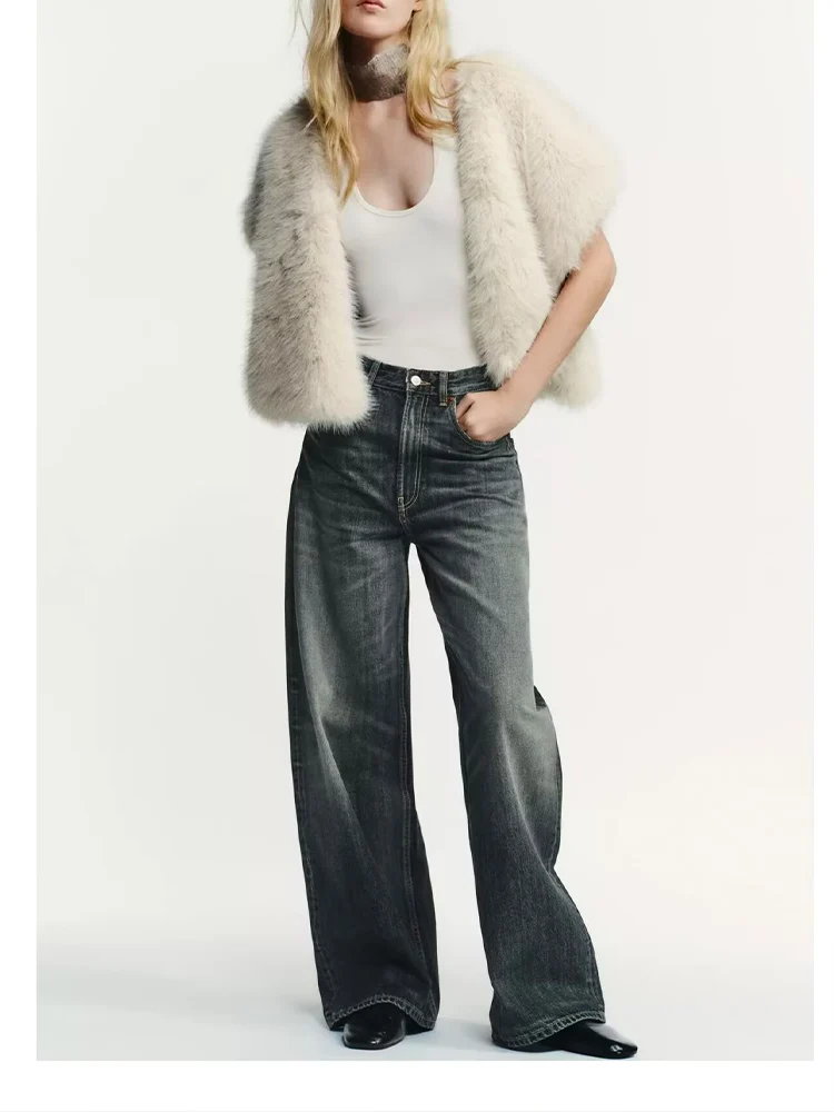 

Новый женский модный универсальный и элегантный простой однотонный жилет с короткими рукавами в европейском стиле из искусственного меха