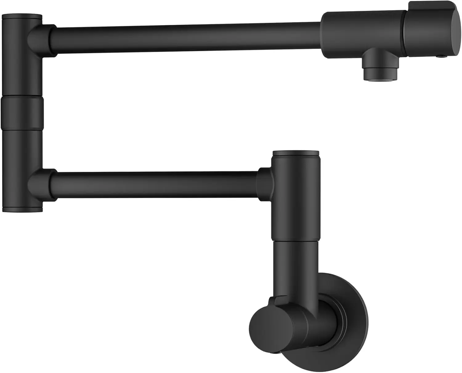 

Retractable Arm Wall Mount Kitchen Pot Filler Faucet in Matte Black, Adjustable Swing for Stove Use