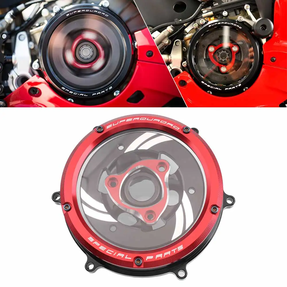 Motorcycle Accessories Engine Clear Clutch Cover Protective Kits CNC- Aluminum For Ducati Panigale 1299/1299S/1299R (2015-2017)