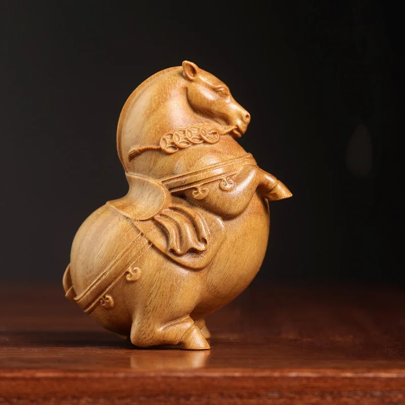 

Natural Green Sandalwood Carving Horse Statue Handle piece Ornament Home Office Desktop Decoration Handicrafts
