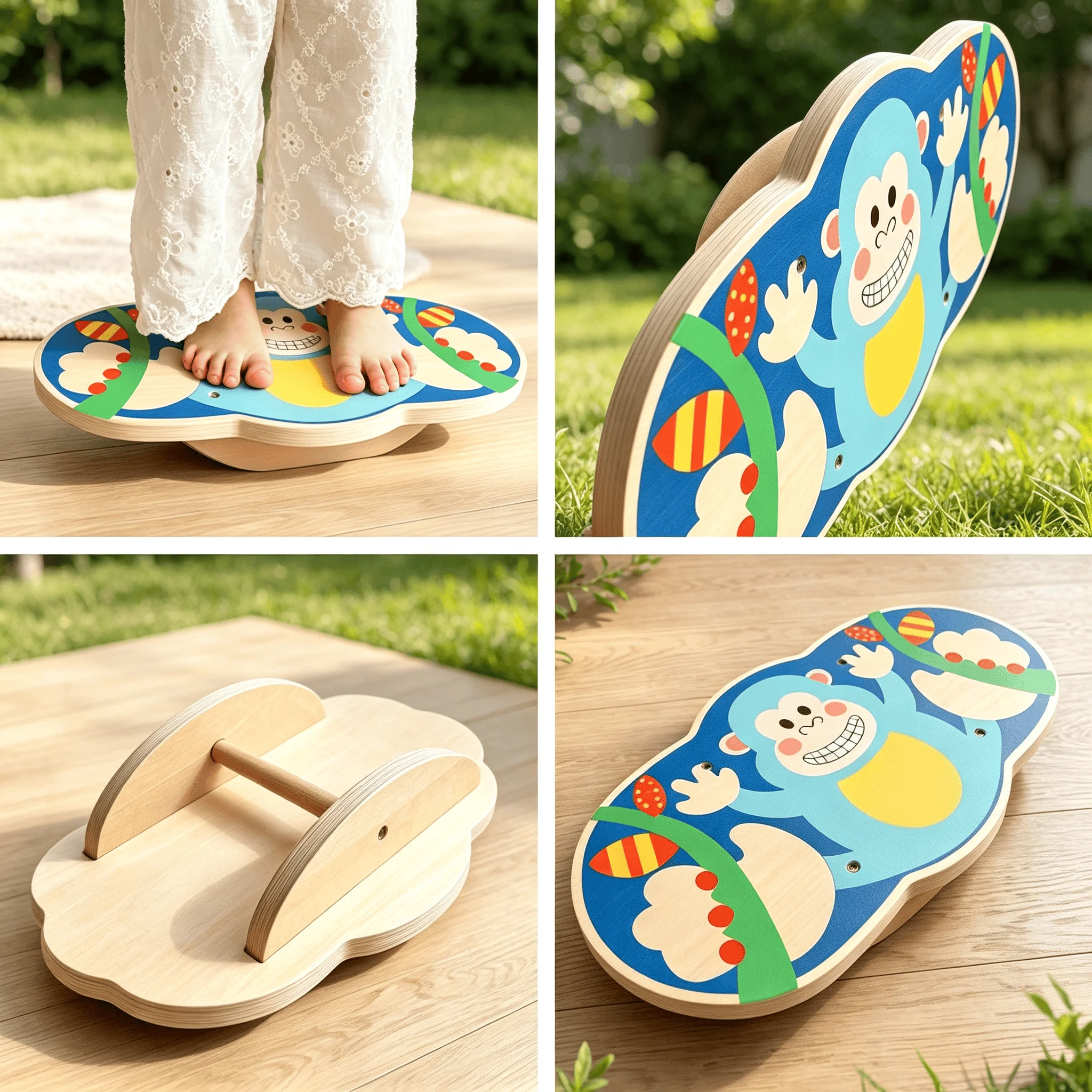 Balance Board Fitness - لوح توازن خشبي للأطفال، لعبة تدريب