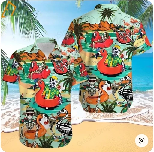 Camisa hawaiana con estampado 3d de Flamenco para hombre y mujer, camisa de manga corta a la moda, blusa de playa, Unisex